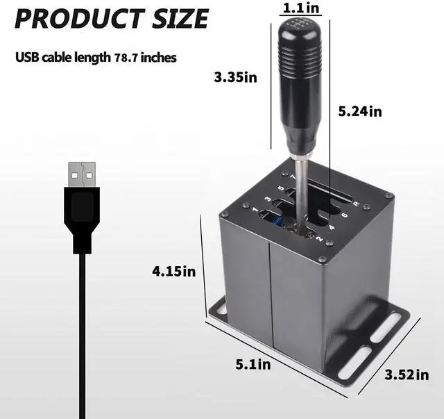 Alt view image 6 of 7 - PC USB Simulator Shifter 7+R H Gear Shifter for LO GITECH G29/G27/G25/G920, T300RS/GT, Compatible with Gearshift PC Windows Steering Wheel for ATS ETS Dust WRC Sim Racing Game