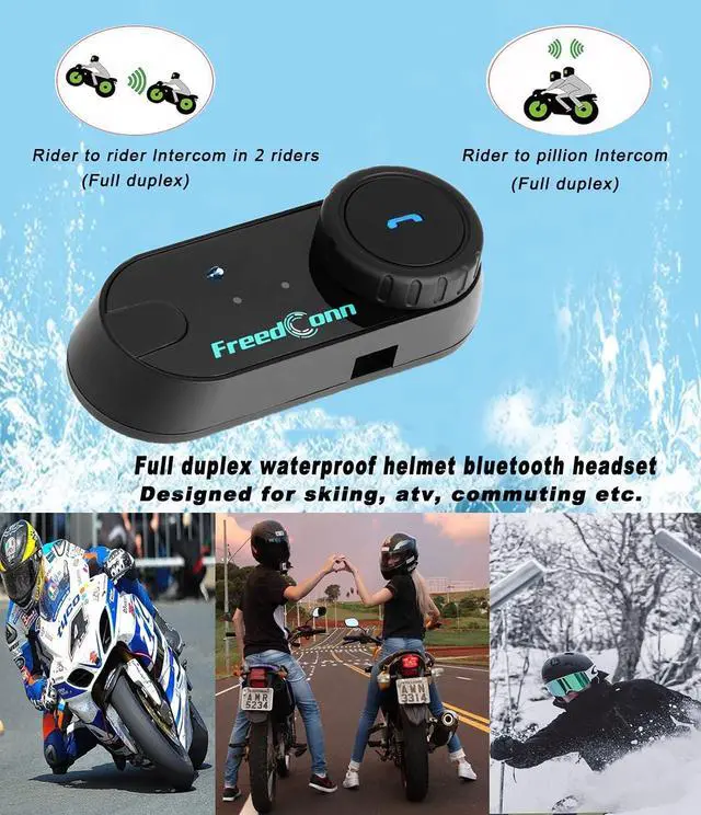 Alt view image 5 of 7 - Motorcycle Helmet Bluetooth Headset,TCOM VB with Music Sharing 2-Riders 800M Universal Intercom Communication Systems,Waterproof Motobike Interphone/FM/Siri/BT5.0/2 in 1 Mic for All Helmets