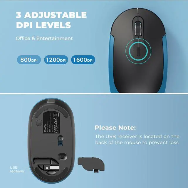 Alt view image 5 of 7 - Wireless Keyboard and Mouse, Vssoplor 2.4GHz Rechargeable Quiet Full-Size Keyboard and Mouse Combo with Nano USB Receiver for Windows, Laptop, PC, Notebook-Black and Blue