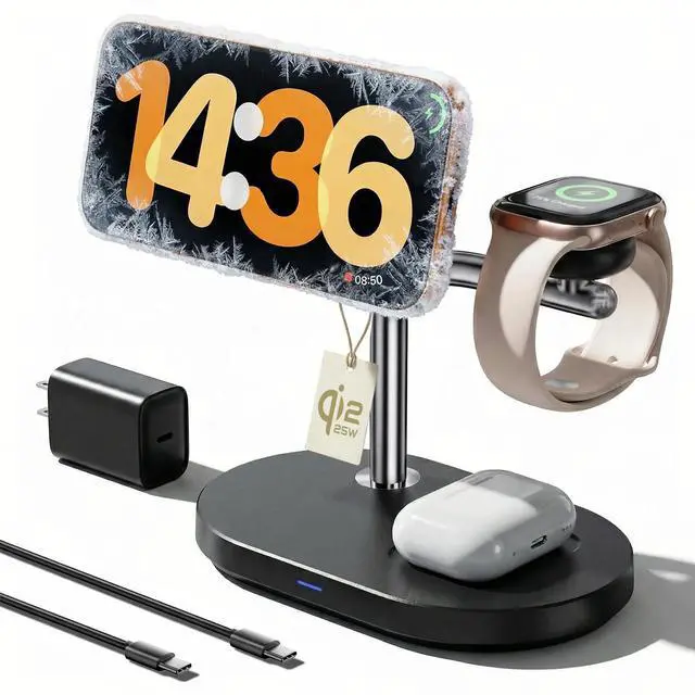 Main image of Qi2.2 25W 3 in 1 Wireless Charging Station with TEC Active Cooling Mag-Safe Charger Stand,Magnetic Wireless Charger for iPhone 17-8,Galaxy S26/S25/S24,Apple/Samsung Watch,Pods/Buds(45W Included)