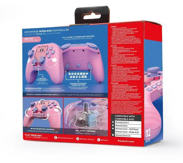 Alt view image 2 of 7 - Advantage Wireless Controller for Nintendo Switch 2 - Kirby Puff, Officially Licensed, Hall Effects, Mappable Buttons, Pro Controller, C Button, Motion Controls