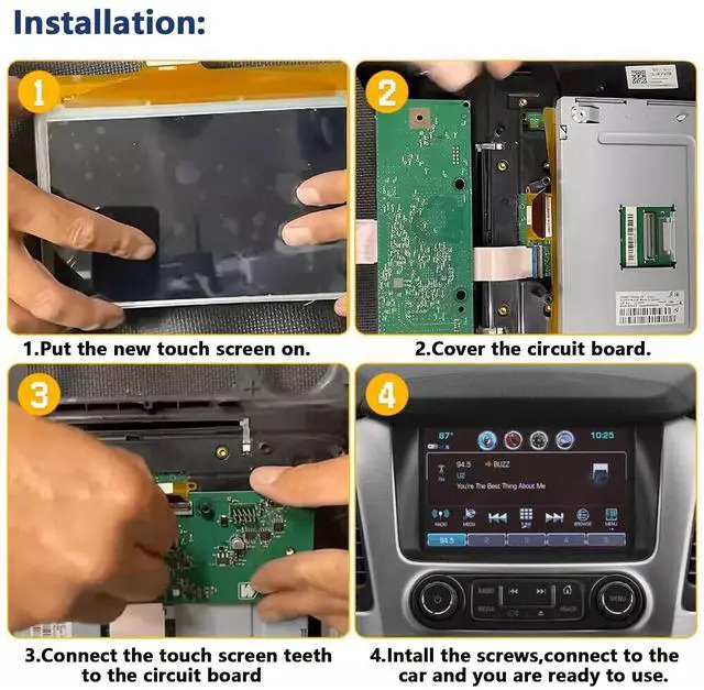 Alt view image 7 of 7 - -01A 8" Touch Screen LCD Digitizer Monitor Radio Replacement for Chevy GMC, 2014-2018 Silverado Sierra, 2015-2019 Tahoe Yukon Suburban Colorado Canyon, 2017-2019 Acadia Terrain