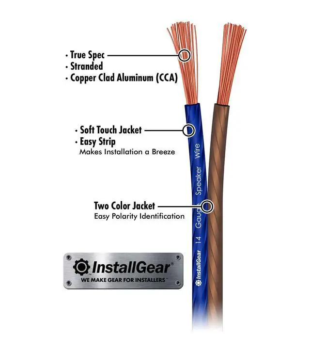 Alt view image 2 of 6 - 30ft 14 Gauge Speaker Wire - Copper Clad Aluminum Car Audio Speaker Wire for Stereo Systems - Flexible Speaker Cable with Blue and Black Jacket - Home Theater or Automotive Use
