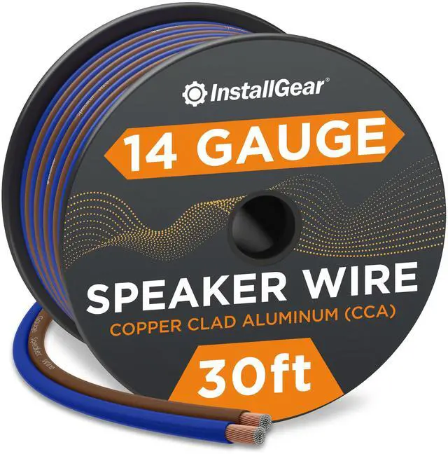 Main image of 30ft 14 Gauge Speaker Wire - Copper Clad Aluminum Car Audio Speaker Wire for Stereo Systems - Flexible Speaker Cable with Blue and Black Jacket - Home Theater or Automotive Use