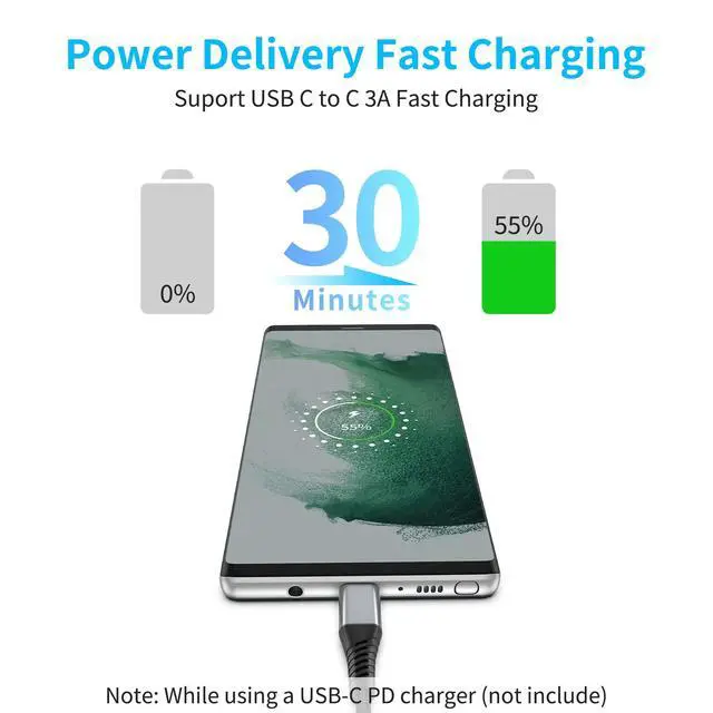 Alt view image 2 of 7 - 6 inch USB C to USB C Cable, 0.5ft 3-Pack Short USB Type C Charger Cable PD Fast Charging Braided Type C to Type C Cord 60W for Samsung Galaxy S234 S23, Moto G8, Google Pixel, iPhone 15 16 Pro Max