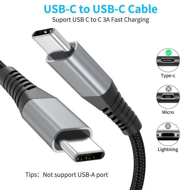 Alt view image 4 of 7 - 6 inch USB C to USB C Cable, 0.5ft 3-Pack Short USB Type C Charger Cable PD Fast Charging Braided Type C to Type C Cord 60W for Samsung Galaxy S234 S23, Moto G8, Google Pixel, iPhone 15 16 Pro Max