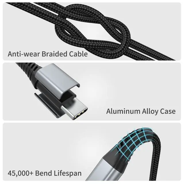 Alt view image 5 of 7 - 6 inch USB C to USB C Cable, 0.5ft 3-Pack Short USB Type C Charger Cable PD Fast Charging Braided Type C to Type C Cord 60W for Samsung Galaxy S234 S23, Moto G8, Google Pixel, iPhone 15 16 Pro Max