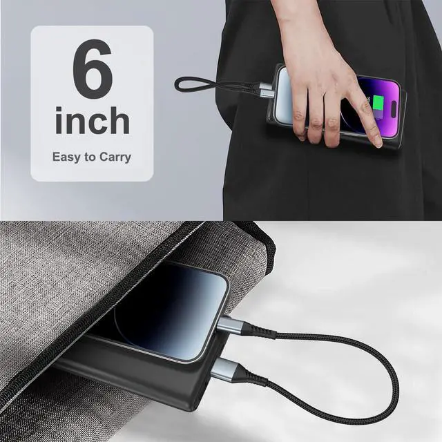 Alt view image 6 of 7 - 6 inch USB C to USB C Cable, 0.5ft 3-Pack Short USB Type C Charger Cable PD Fast Charging Braided Type C to Type C Cord 60W for Samsung Galaxy S234 S23, Moto G8, Google Pixel, iPhone 15 16 Pro Max