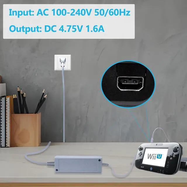 Alt view image 3 of 7 - Charger for Wii U Gamepad, AC Power Adapter Charging Cord Replacement for Nintendo Wii U Gamepad