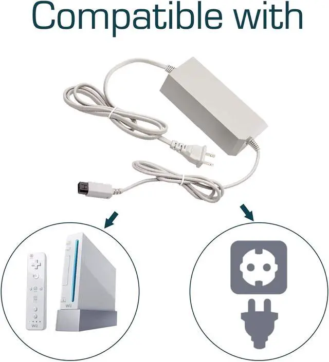 Alt view image 2 of 6 - Console Charger for Nintendo Wii - AC Wall Power Adapter Supply Cable Cord (Not for Wii U)