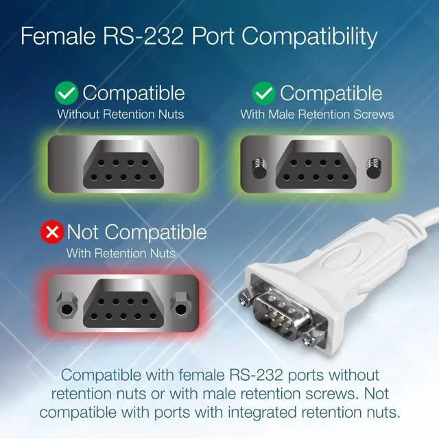 Alt view image 4 of 7 - USB to Serial 9-Pin Converter Cable, TU-S9, USB to RS232 Serial Adapter, Supports Windows & Mac, 64cm (25 in.) Cable Length, NDAA Compliant, Plug & Play, White