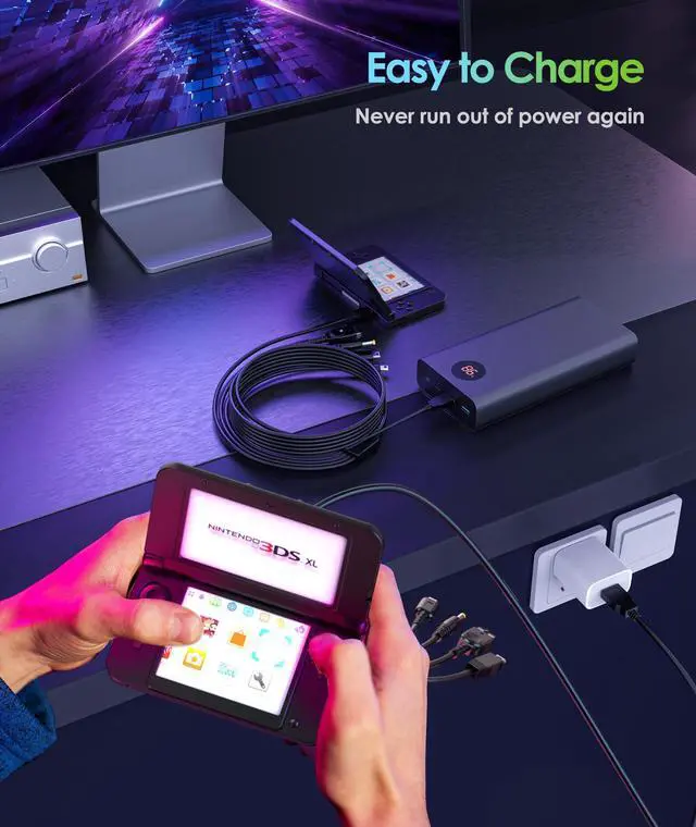 Alt view image 6 of 6 - 5 in 1 USB Charger Cable for Nintendo DS Lite/Wii U/New 3DS 3DS 2DS DSi (XL/LL),NDS/Gameboy Advance SP, PSP 1000 2000 3000, Multi-Functional USB Charging Cord with Cable Tie