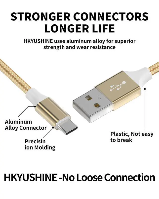 Alt view image 7 of 7 - USB to USB C Cable, 5-Pack Multi-Length (3/3/6/6/10FT), USBC C Chargers Fast Charging Cord Type C Cable, 3.1A 66W Max for Samsung Galaxy Note, Google Pixel, LG, OnePlus, Moto G & Android
