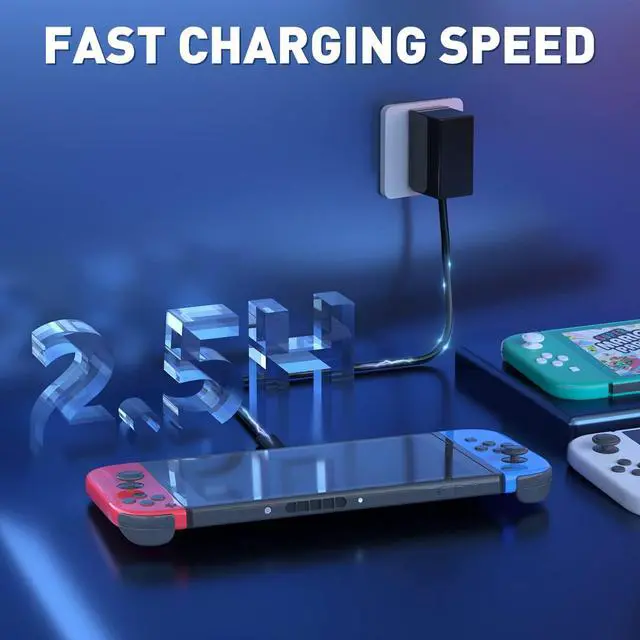 Alt view image 5 of 6 - Charger for Nintendo Switch with 5FT Charging Cable, AC Power Supply Adapter for Nintendo Switch/LITE/OLED Work as Original Charger, Support Switch TV Dock Mode Output 15V2.6A USB C Chargers