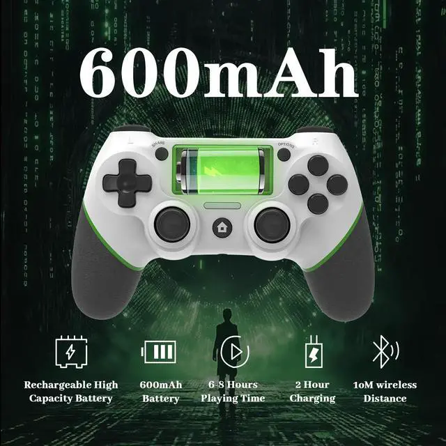 Alt view image 5 of 7 - Controller Compatible with PS4 Console,Wireless Controller for Ps4 Controller/Pro/Slim/PC Windows,with Built-in Speaker/Touchpad/Six-axis Motion Control/Vibration/Charging Cable,White