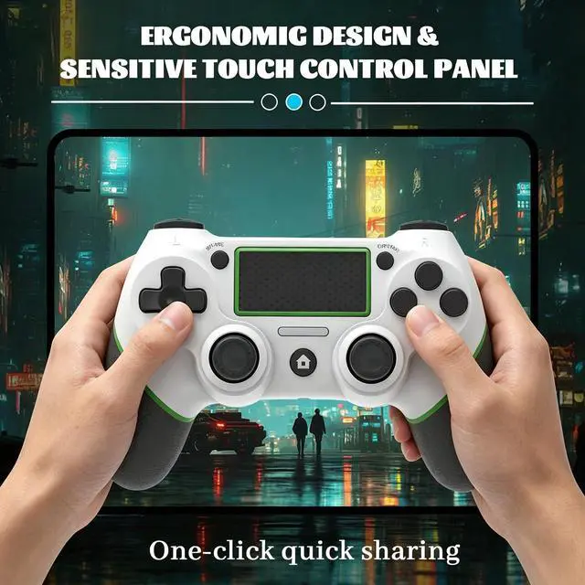 Alt view image 6 of 7 - Controller Compatible with PS4 Console,Wireless Controller for Ps4 Controller/Pro/Slim/PC Windows,with Built-in Speaker/Touchpad/Six-axis Motion Control/Vibration/Charging Cable,White