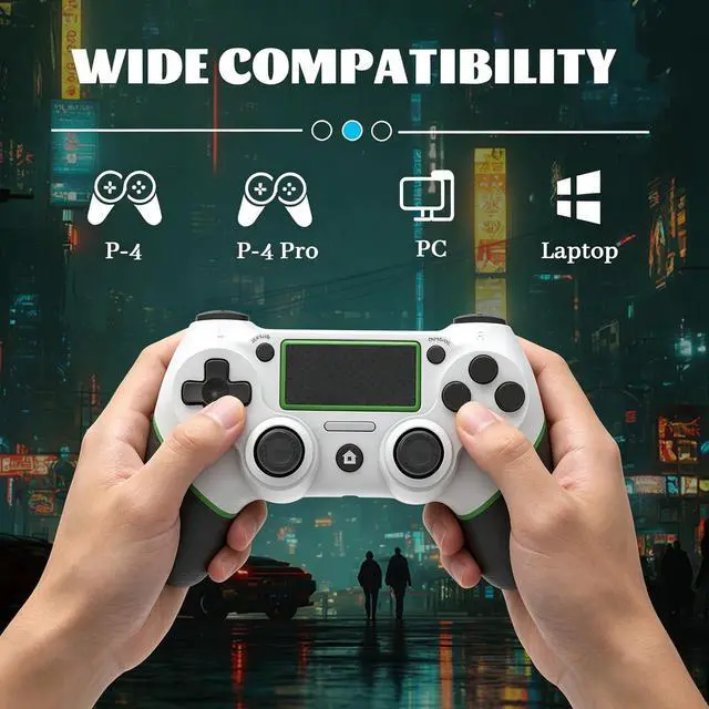 Alt view image 2 of 7 - Controller Compatible with PS4 Console,Wireless Controller for Ps4 Controller/Pro/Slim/PC Windows,with Built-in Speaker/Touchpad/Six-axis Motion Control/Vibration/Charging Cable,White