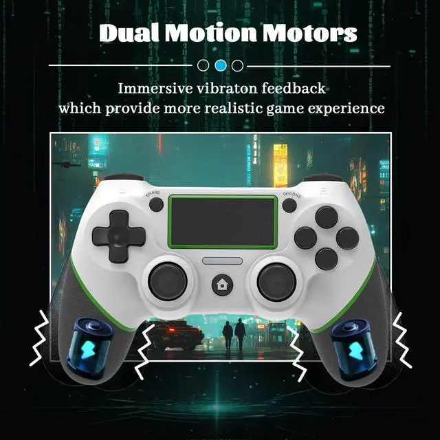 Alt view image 7 of 7 - Controller Compatible with PS4 Console,Wireless Controller for Ps4 Controller/Pro/Slim/PC Windows,with Built-in Speaker/Touchpad/Six-axis Motion Control/Vibration/Charging Cable,White