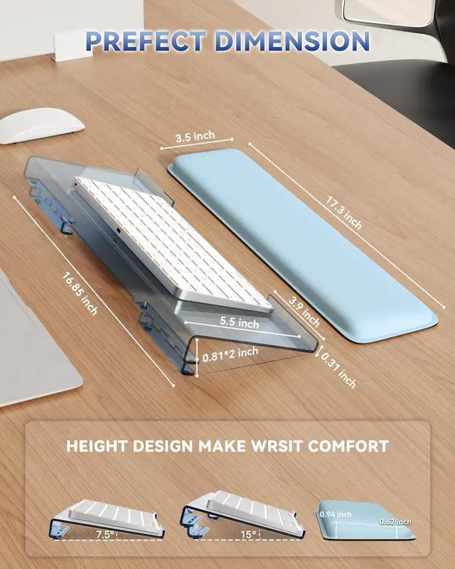Alt view image 3 of 7 - Adjustable Computer Keyboard Stand for Desktop, Keyboard Wrist Rest(Blue)