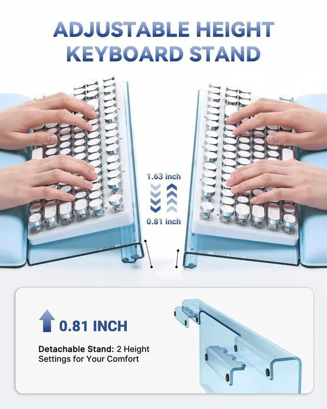 Alt view image 4 of 7 - Adjustable Computer Keyboard Stand for Desktop, Keyboard Wrist Rest(Blue)
