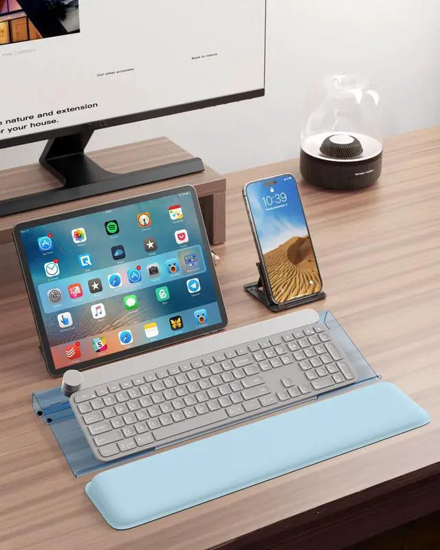 Alt view image 7 of 7 - Adjustable Computer Keyboard Stand for Desktop, Keyboard Wrist Rest(Blue)