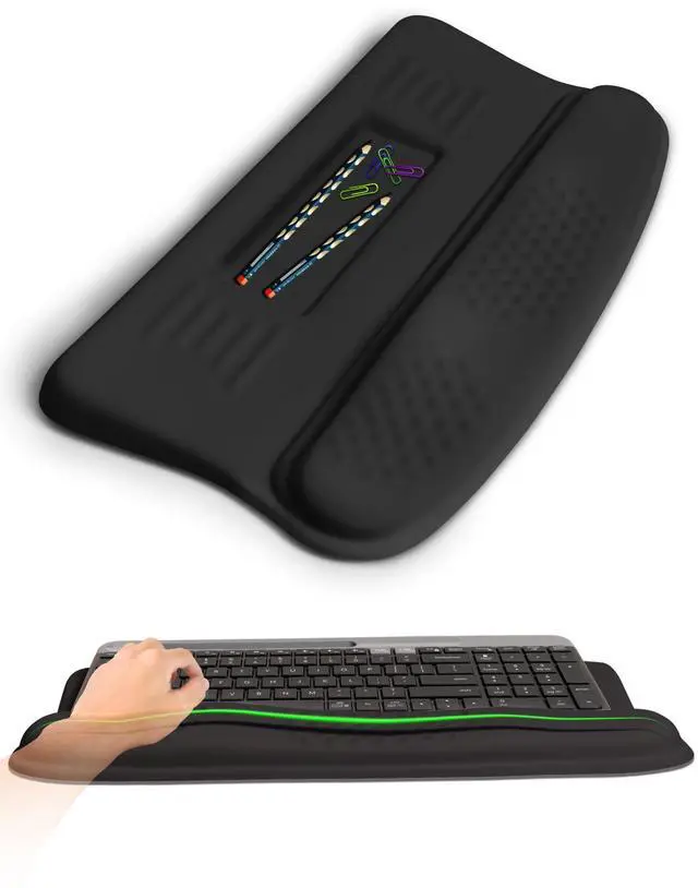 Main image of Ergonomic Wave Wrist Rest with Keyboard Stand, Cushioned Palm Rest, Comfortable Integrated Memory Foam for Natural Typing and Relieve Wrist Pain, Dark Night Black