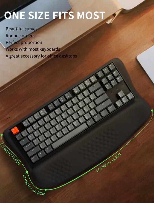 Alt view image 6 of 6 - Ergonomic Wave Wrist Rest with Keyboard Stand, Cushioned Palm Rest, Comfortable Integrated Memory Foam for Natural Typing and Relieve Wrist Pain, Dark Night Black