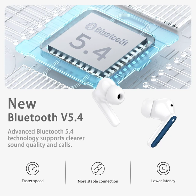Alt view image 2 of 6 - Wireless Earbuds, Bluetooth 5.4 Headphones in Ear with HiFi Stereo Deep Bass, 4 ENC Noise Cancelling Mic Wireless Earphones 40H, in-Ear Earbud Bluetooth Dual LED Display IP7 Waterproof, Dark Blue