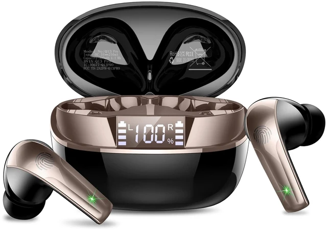Main image of Wireless Earbuds Stereo Sound in Ear Headphones, 47H Playtime, LED Display Noise Cancelling EarBuds Deep Bass with 4 Mic ENC Clear Calls, Bluetooth 5.4 Headphones, Touch Control, IP7 Waterproof