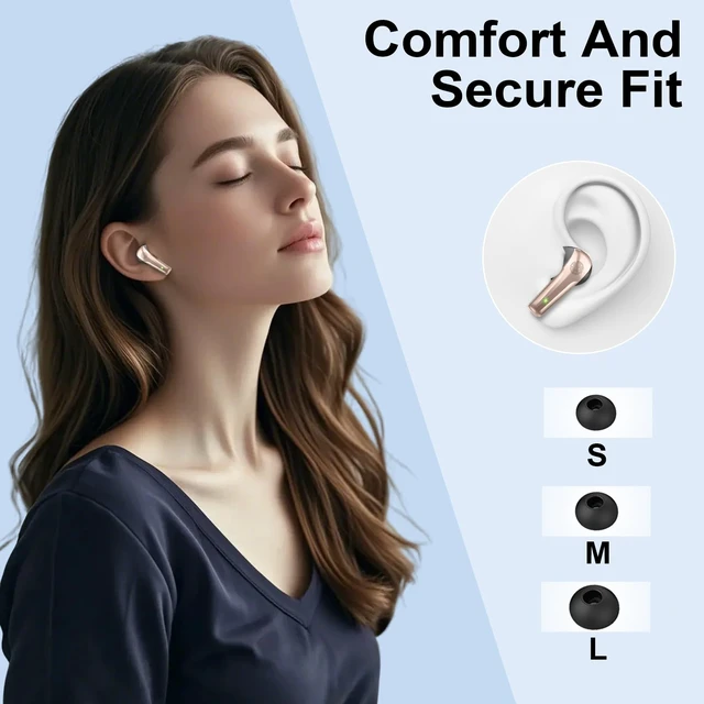 Alt view image 7 of 7 - Wireless Earbuds Stereo Sound in Ear Headphones, 47H Playtime, LED Display Noise Cancelling EarBuds Deep Bass with 4 Mic ENC Clear Calls, Bluetooth 5.4 Headphones, Touch Control, IP7 Waterproof