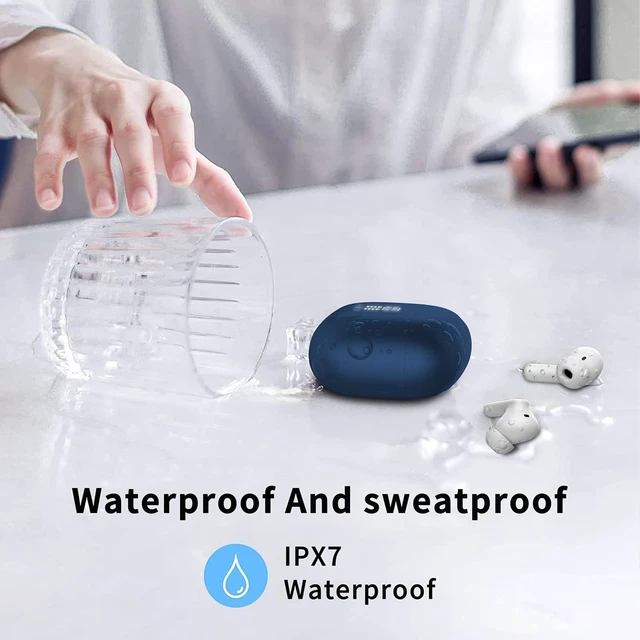Alt view image 6 of 6 - Wireless Earbuds, Bluetooth 5.4 Headphones in Ear with HiFi Stereo Deep Bass, 4 ENC Noise Cancelling Mic Wireless Earphones 40H, in-Ear Earbud Bluetooth Dual LED Display IP7 Waterproof, Dark Blue