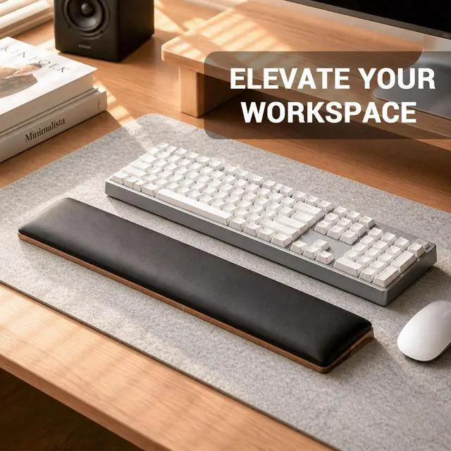 Alt view image 7 of 7 - Keyboard Wrist Rest, Wooden Wrist Rest for Computer Keyboards