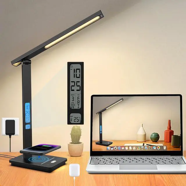 Main image of 10 in 1 Smart Desk Lamp Led, Desk Light for Colleage Drom Room Office, Eye-Caring Table Lamp with Night Light, Lamp for Desk with 10W Wireless Charger, Dimmable Touch Lamp, Birthday Gifts for Women