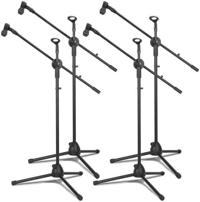 Main image of 2 Pcs Microphone Stand Boom Bulk, Adjustable Height Tripod Mic Stand with Dual Clip, Black Foldable Universal Heavy Duty Tripod Holder for Live Stream Singing Stage