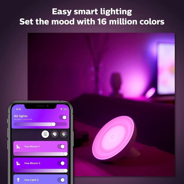 Alt view image 5 of 7 - Bloom White and Color Ambiance Smart Lamp, Works with Amazon Alexa, Apple Homekit and Google Assistant, Bluetooth Compatible, Corded, White