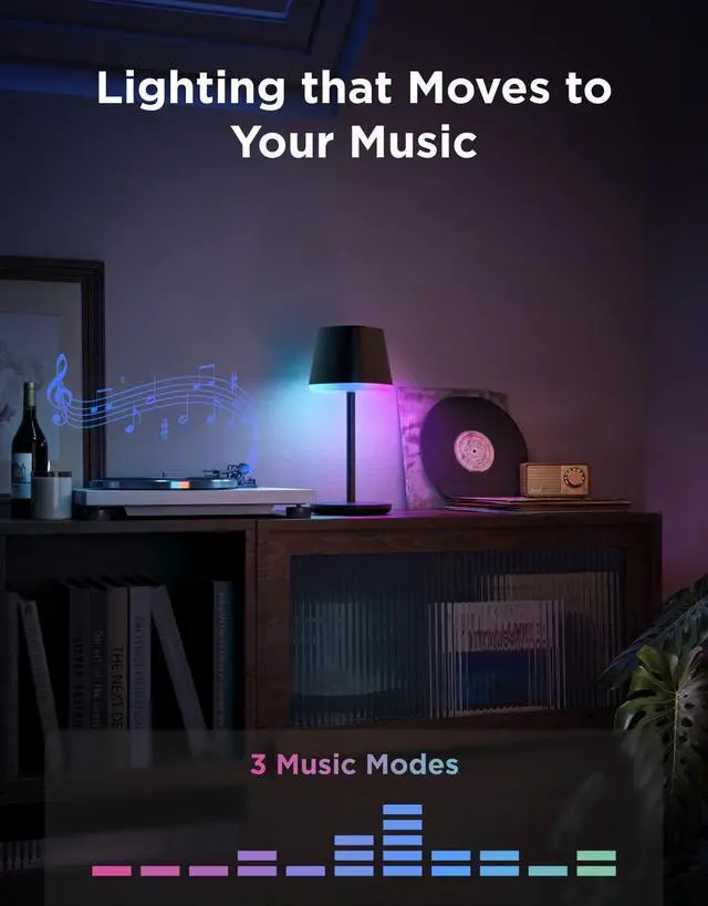 Alt view image 6 of 7 - Smart Cordless Table Lamp Classic (No Adapter), RGBIC Rechargeable Table Lamp for Bedroom, Living Room, Portable Desk Lamp Works with Matter, LED Bedside Lamp with 72 Scenes Modes, Timer, 500lm