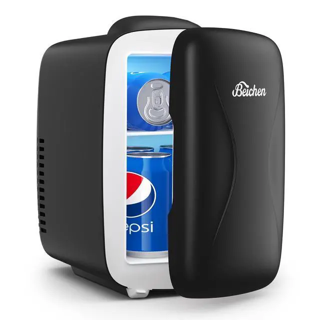Main image of Mini Fridge, 4 Liter/6 Can Portable Cooler and Warmer Fridge for Drinks Skincare Food Fast Cooling & Ultra-Quiet, Small Compact Refrigerator for Bedroom, Cosmetics, Office and Car(Black)