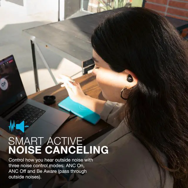 Alt view image 2 of 7 - True Wireless Earbuds, Active Noise Cancelling, Multipoint Connect, Google Fast Pair, Black