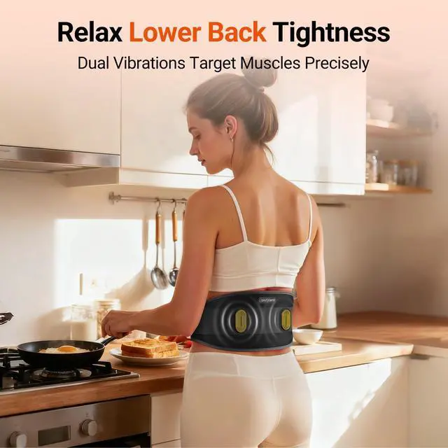 Alt view image 3 of 7 - Cordless Red Light Therapy Massage Belt with Vibration for Back, Wearable FSA Eligible HSA Near Infrared Lower Back Massager, Portable Birthday Mothers Day Gifts for Women Mom, 660nm & 850nm