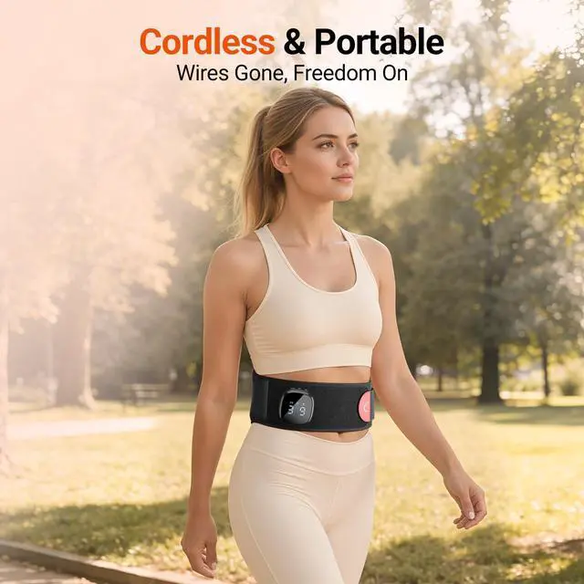 Alt view image 4 of 7 - Cordless Red Light Therapy Massage Belt with Vibration for Back, Wearable FSA Eligible HSA Near Infrared Lower Back Massager, Portable Birthday Mothers Day Gifts for Women Mom, 660nm & 850nm