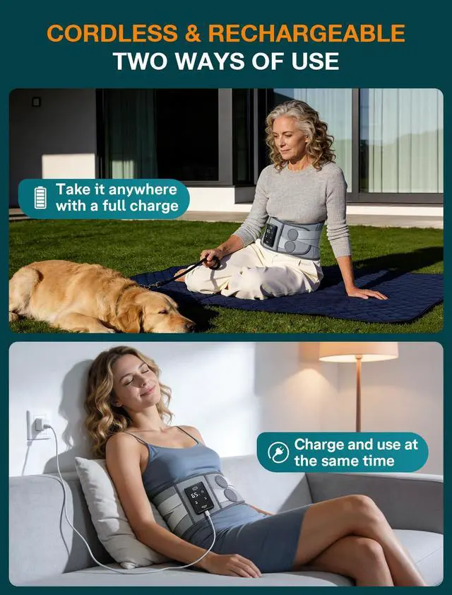 Alt view image 5 of 7 - 67" Cordless Heating Pad for Back, FSA Eligible Items Only List, Father-s Day Gift-s for Dad Women Men, Portable Lower Back Massager with 3 Heat 5 Vibration, Wireless Heating Pad for Cramps