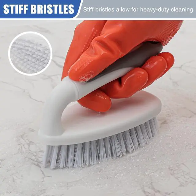 Alt view image 4 of 7 - Scrub Brushes for Cleaning Bathtub Scrubber Heavy Duty Scrub Brush with Handle Stiff Bristle Cleaning Brush for Shower, Kitchen, Sink, Bathroom, Floor (Gray)