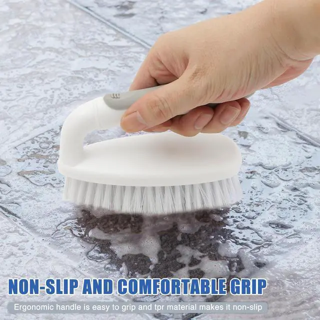 Alt view image 3 of 7 - Scrub Brushes for Cleaning Bathtub Scrubber Heavy Duty Scrub Brush with Handle Stiff Bristle Cleaning Brush for Shower, Kitchen, Sink, Bathroom, Floor (Gray)