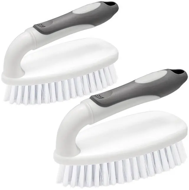 Main image of Scrub Brushes for Cleaning Bathtub Scrubber Heavy Duty Scrub Brush with Handle Stiff Bristle Cleaning Brush for Shower, Kitchen, Sink, Bathroom, Floor (Gray)