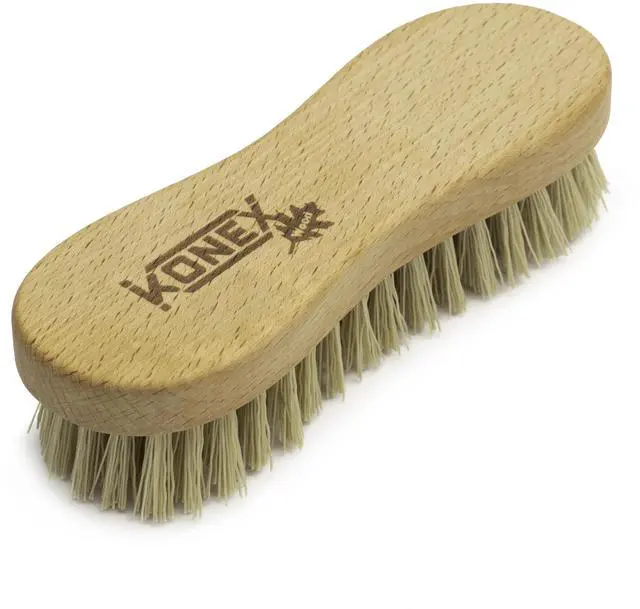 Main image of Nylon Fiber Economy Utility Cleaning Hand Brush | Heavy Duty Hand-Held Scrub Brush Stiff Bristles | Wooden Body, Ideal Scrub Brushes for Cleaning (Peanut Shaped)