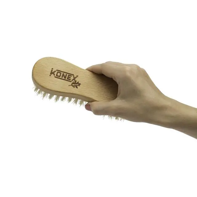 Alt view image 5 of 7 - Nylon Fiber Economy Utility Cleaning Hand Brush | Heavy Duty Hand-Held Scrub Brush Stiff Bristles | Wooden Body, Ideal Scrub Brushes for Cleaning (Peanut Shaped)