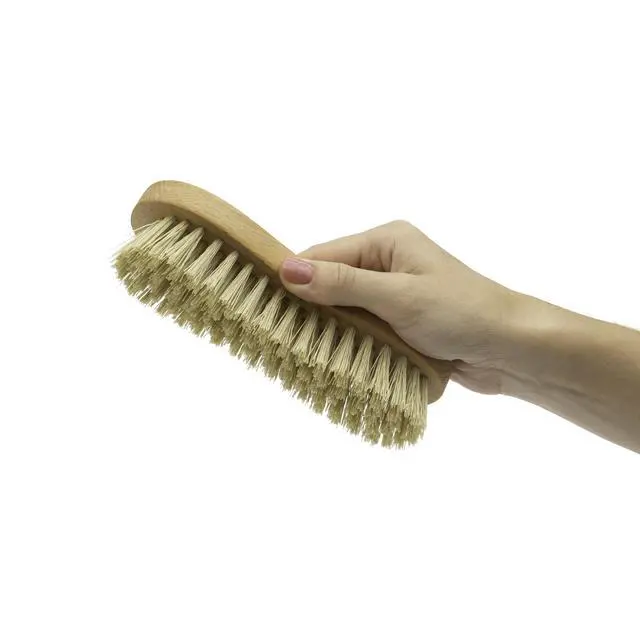 Alt view image 4 of 7 - Nylon Fiber Economy Utility Cleaning Hand Brush | Heavy Duty Hand-Held Scrub Brush Stiff Bristles | Wooden Body, Ideal Scrub Brushes for Cleaning (Peanut Shaped)