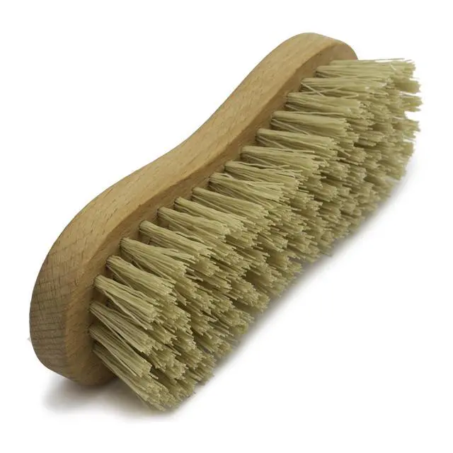 Alt view image 6 of 7 - Nylon Fiber Economy Utility Cleaning Hand Brush | Heavy Duty Hand-Held Scrub Brush Stiff Bristles | Wooden Body, Ideal Scrub Brushes for Cleaning (Peanut Shaped)