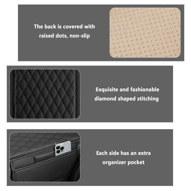 Alt view image 3 of 7 - Upgraded Car Center Console Cover,Microfiber Leather Car Armrest Cover Cushion with 2 Storage Bags,Universal Car Armrest Storage Box (Black)
