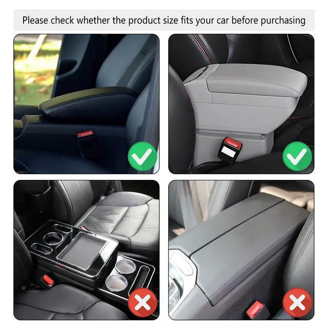 Alt view image 7 of 7 - Upgraded Car Center Console Cover,Microfiber Leather Car Armrest Cover Cushion with 2 Storage Bags,Universal Car Armrest Storage Box (Black)